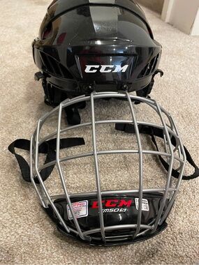 CCM Black Helmet with Silver Cage